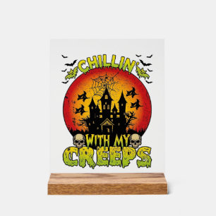 Chillin Creeps Haunted House Halloween Witches Sku Acrylic Sign
