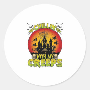 Chillin Creeps Haunted House Halloween Witches Sku Classic Round Sticker