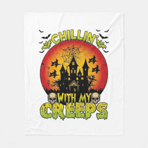 Chillin Creeps Haunted House Halloween Witches Sku Fleece Blanket