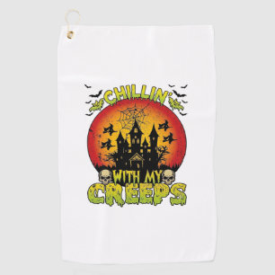 Chillin Creeps Haunted House Halloween Witches Sku Golf Towel