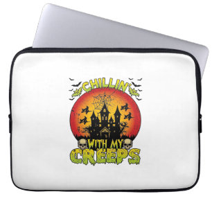Chillin Creeps Haunted House Halloween Witches Sku Laptop Sleeve