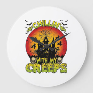 Chillin Creeps Haunted House Halloween Witches Sku Large Clock