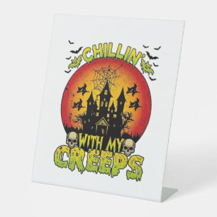 Chillin Creeps Haunted House Halloween Witches Sku Pedestal Sign