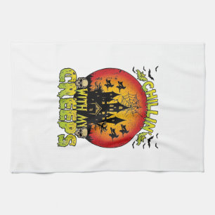 Chillin Creeps Haunted House Halloween Witches Sku Tea Towel