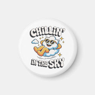 Chillin' in the Sky Cloud Design Fun Refrigerator Magnet