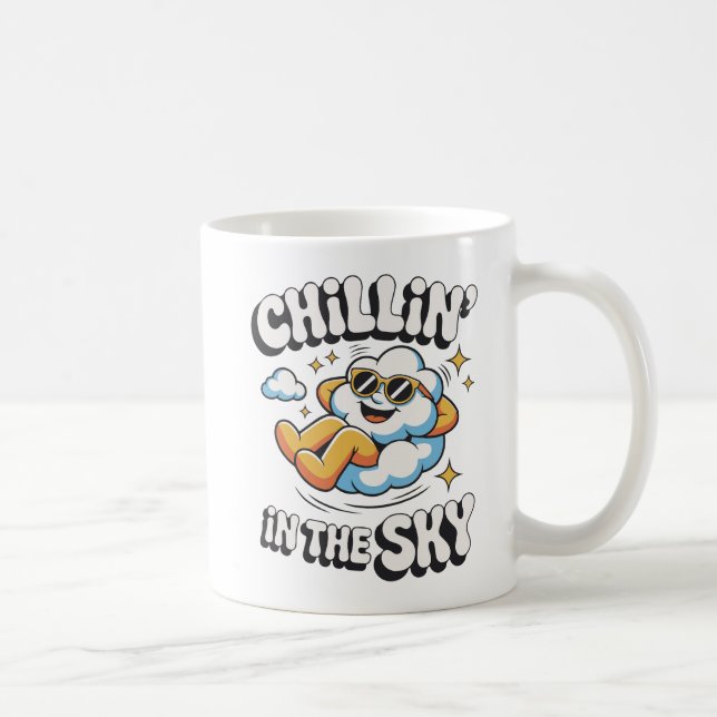 Chillin' in the Sky Cloud Graphic for Relaxing  Coffee Mug (Right)
