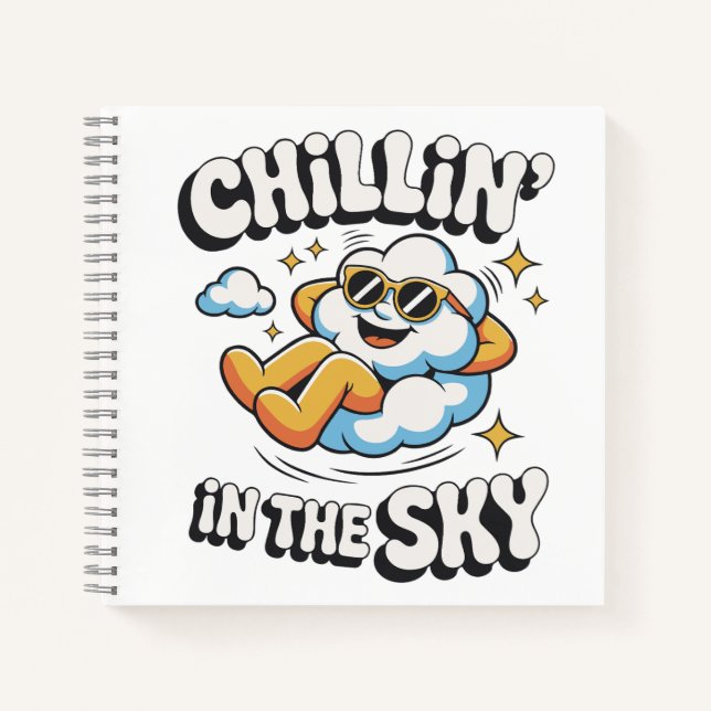 Chillin' in the Sky - Fun Cloud Design Spiral  Notebook (Front)