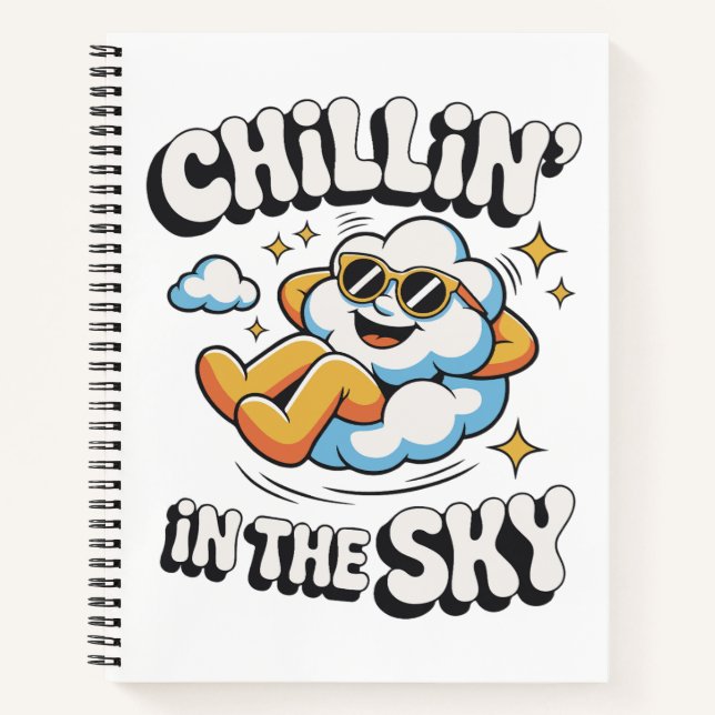 Chillin' in the Sky - Fun Cloud Design Spiral  Notebook (Front)
