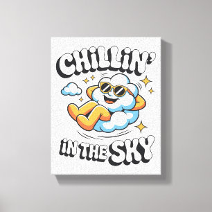 Chillin' in the Sky – Relaxed Cloud Retro Faux Canvas Print