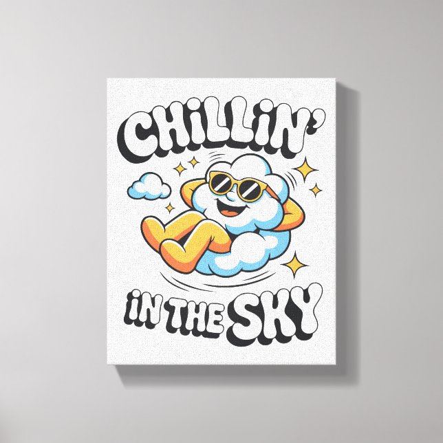 Chillin' in the Sky – Relaxed Cloud Retro Faux Canvas Print (Front)