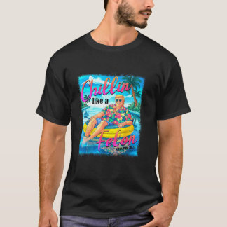 Chillin Like A Felon Funny Trump Summer 2024 Long  T-Shirt