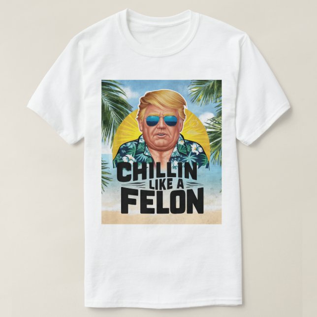 Chillin Like A Felon Funny Trump Summer 2024  T-Shirt (Design Front)