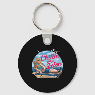 Chillin Like A Felon Funny Trump Summer Beach Usa Key Ring