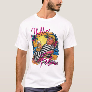 Chillin Like A Felon Retro Pink Summer Beer Funny T-Shirt