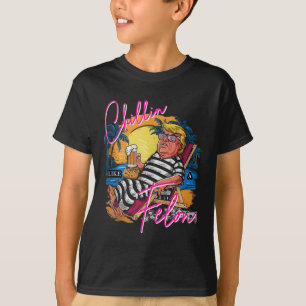Chillin Like A Felon Retro Pink Summer Beer Funny T-Shirt