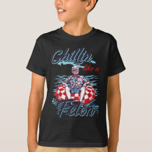 Chillin Like A Felon Retro Summer Funny Trump 2024 T-Shirt