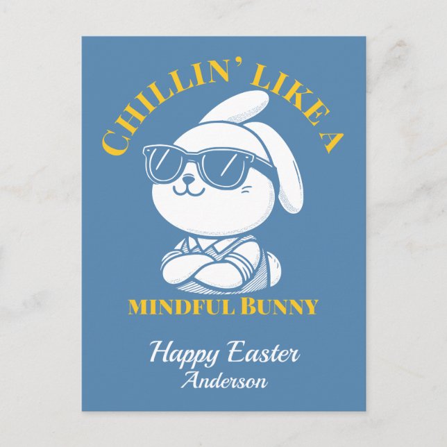 Chillin' Like a Mindful Bunny Easter  Postcard (Front)