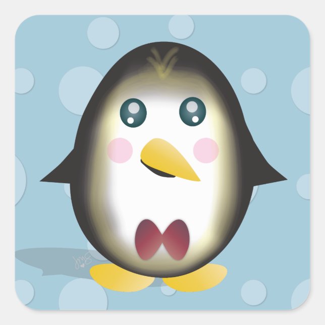 Chillin' Penguin Square Sticker (Front)
