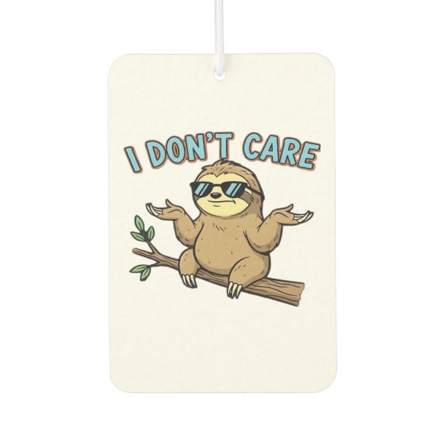 Chillin' Sloth I Don't Care Design Essential T-Shi Car Air Freshener (Front)