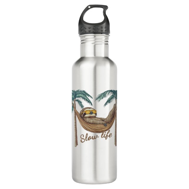 Chillin' Sloth in a Hammock Oversized T-Shirt 710 Ml Water Bottle (Front)