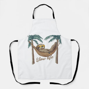 Chillin' Sloth in a Hammock Oversized T-Shirt Apron