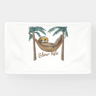 Chillin' Sloth in a Hammock Oversized T-Shirt Banner