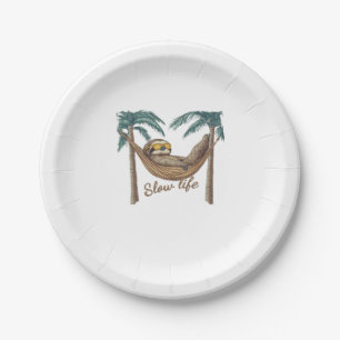 Chillin' Sloth in a Hammock Oversized T-Shirt Paper Plate