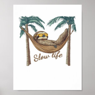 Chillin' Sloth in a Hammock Oversized T-Shirt Poster