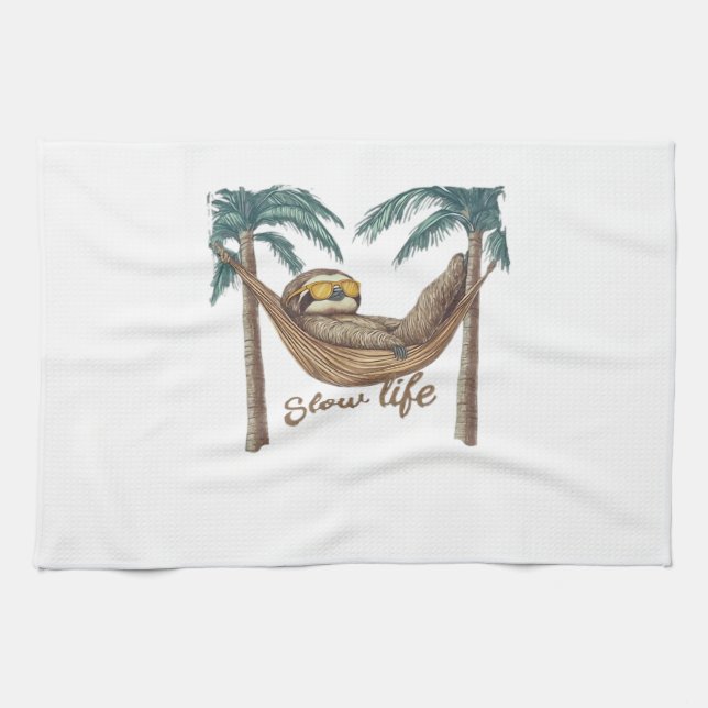 Chillin' Sloth in a Hammock Oversized T-Shirt Tea Towel (Horizontal)