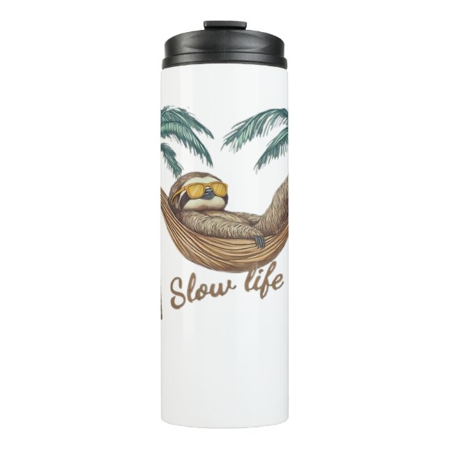 Chillin' Sloth in a Hammock Oversized T-Shirt Thermal Tumbler (Front)