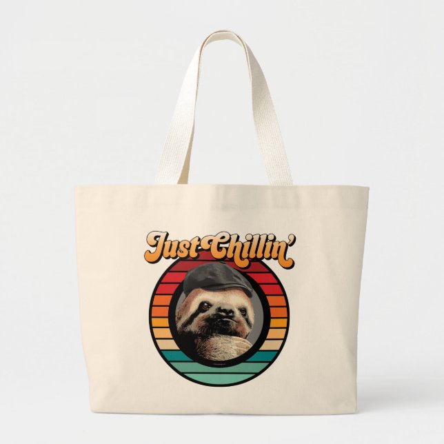 Chillin’ Sloth Large Tote Bag (Front)