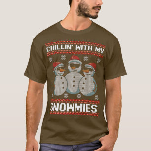 Chillin Snowman With Snowmies Cute Celebrate Happy T-Shirt
