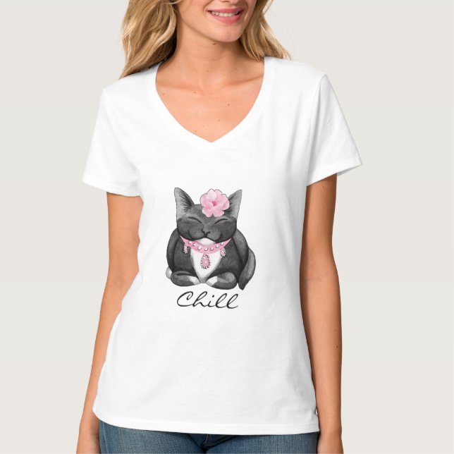 Chillin Tuxedo Kitty Tee Shirt (Front)