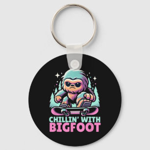Chillin’ With Bigfoot Alpine Winter Sports Snowboa Key Ring