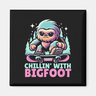 Chillin’ With Bigfoot Alpine Winter Sports Snowboa Magnet