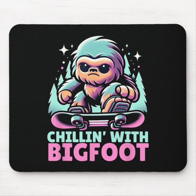 Chillin’ With Bigfoot Alpine Winter Sports Snowboa Mouse Mat (Front)