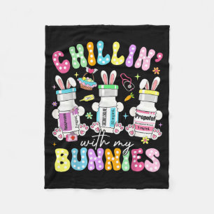 Chillin With Bunnies Pharmacy Tech Nurse Easter Fleece Blanket