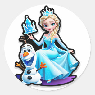 Chillin’ with Elsa on My Birthday! Classic Round Sticker
