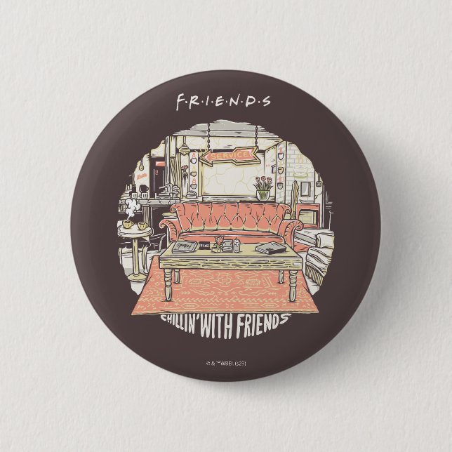 Chillin' with FRIENDS™ Cartoon 6 Cm Round Badge (Front)