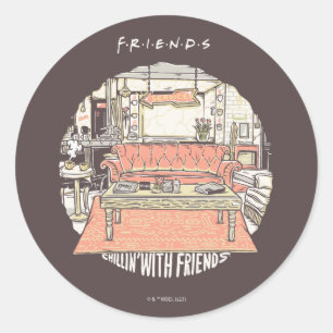Chillin' with FRIENDS™ Cartoon Classic Round Sticker