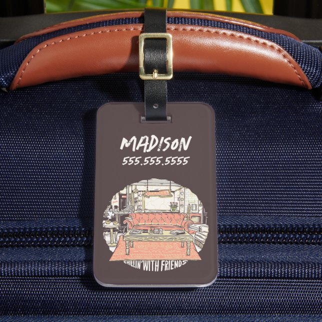 Chillin' with FRIENDS™ Cartoon Luggage Tag (Front Insitu 2)