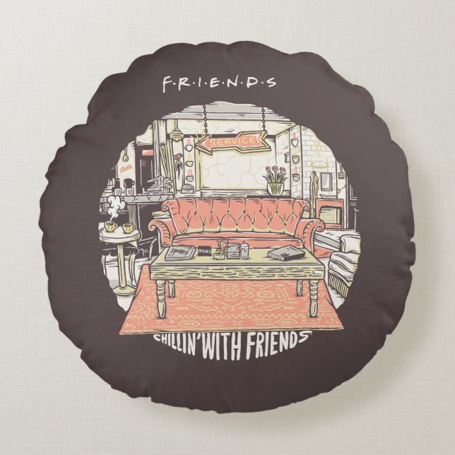 Chillin' with FRIENDS™ Cartoon Round Cushion (Front)