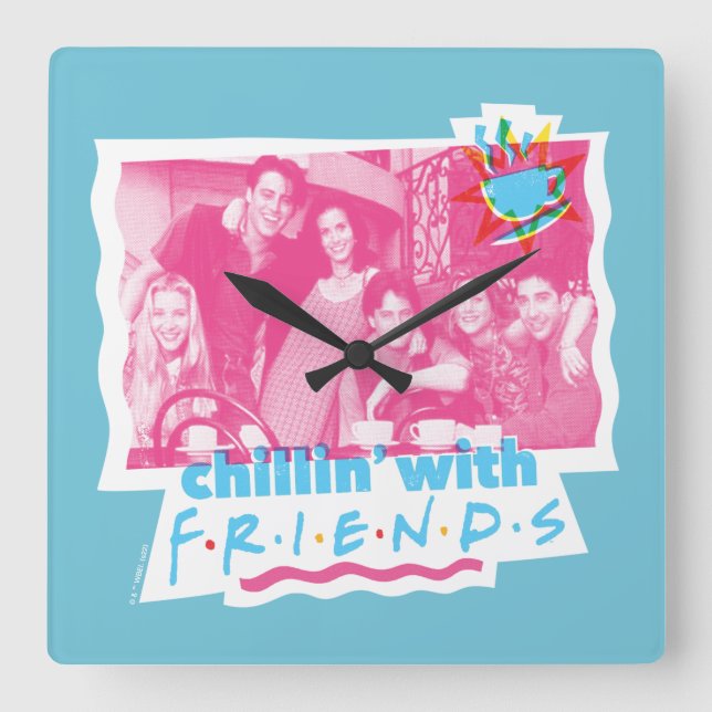 Chillin' with FRIENDS™ Square Wall Clock (Front)