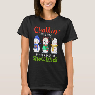 Chillin' With My 4th Grade Gnomies Teacher Christm T-Shirt