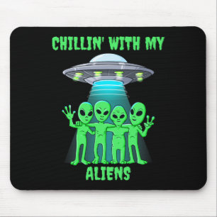 Chillin With My Aliens Halloween Boys Girls Kids F Mouse Mat