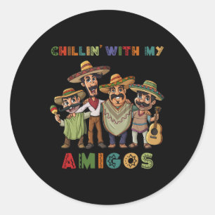 Chillin With My Amigos Cinco de Mayo Boys Kids  Classic Round Sticker