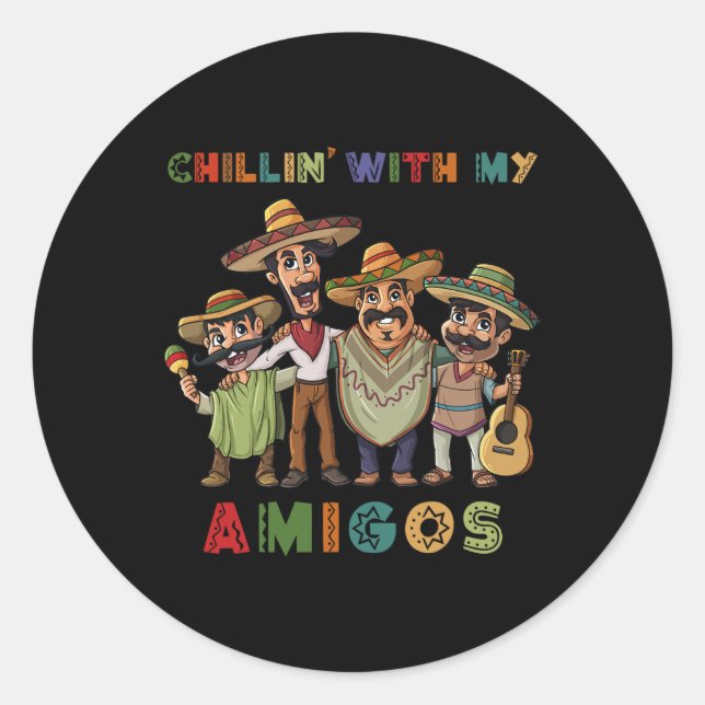 Chillin With My Amigos Cinco de Mayo Boys Kids  Classic Round Sticker (Front)