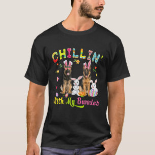Chillin' With My Bunnies Cute Bunny German Shepher T-Shirt