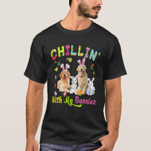 Chillin' With My Bunnies Cute Bunny Golden Retriev T-Shirt
