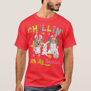 Chillin' With My Bunnies Cute Bunny Papillon Dogs  T-Shirt